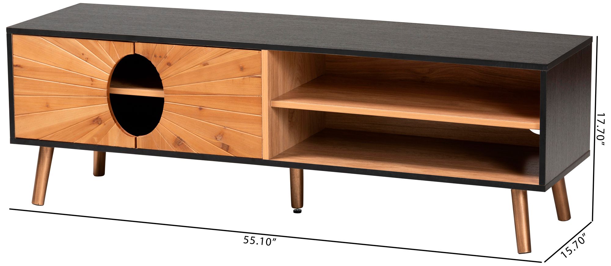 Chester 55" Wide Natural Brown Wood 4-Shelf TV Stand