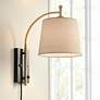 Chester Antique Brass and Black Swing Arm Plug-In Wall Lamp