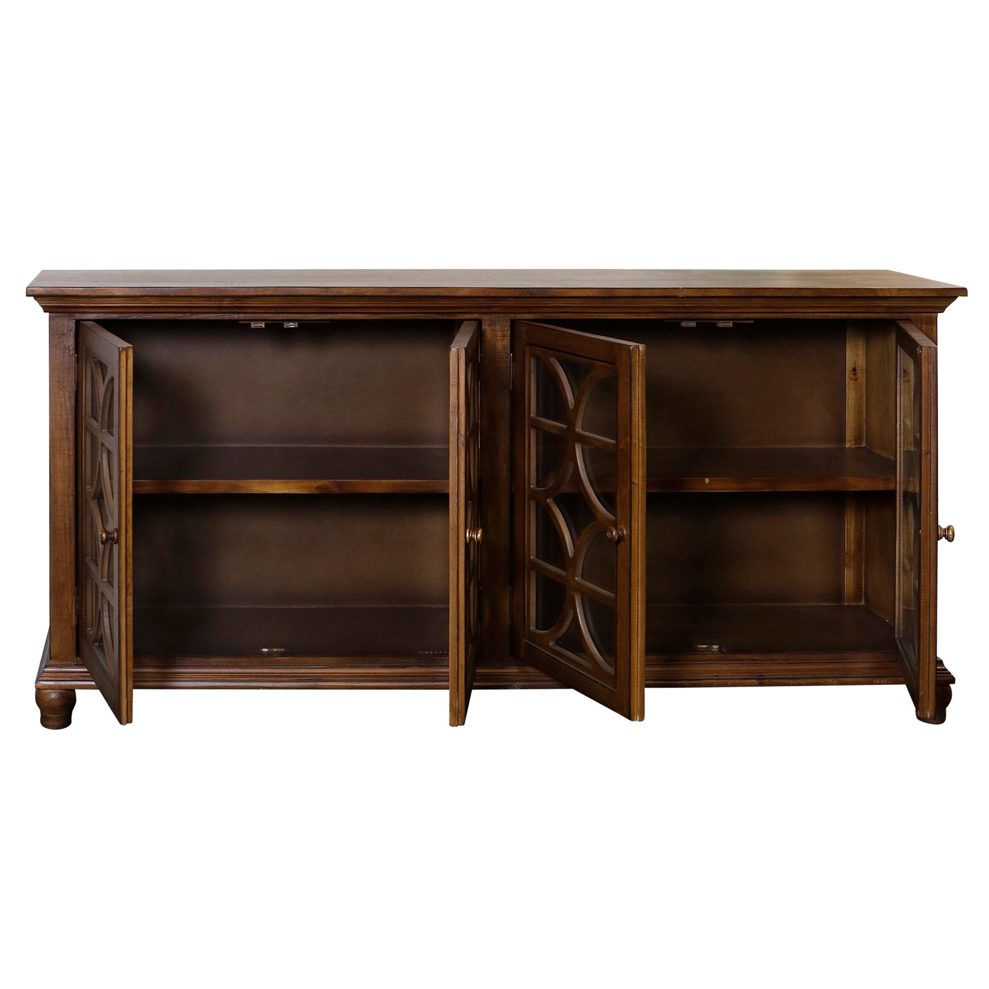 Thumbnail2 of Chester Four-Door Half Circle Design Buffet With Glass Brown more views