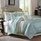 Chester Green Blue Striped 7-Piece Comforter Bed Set