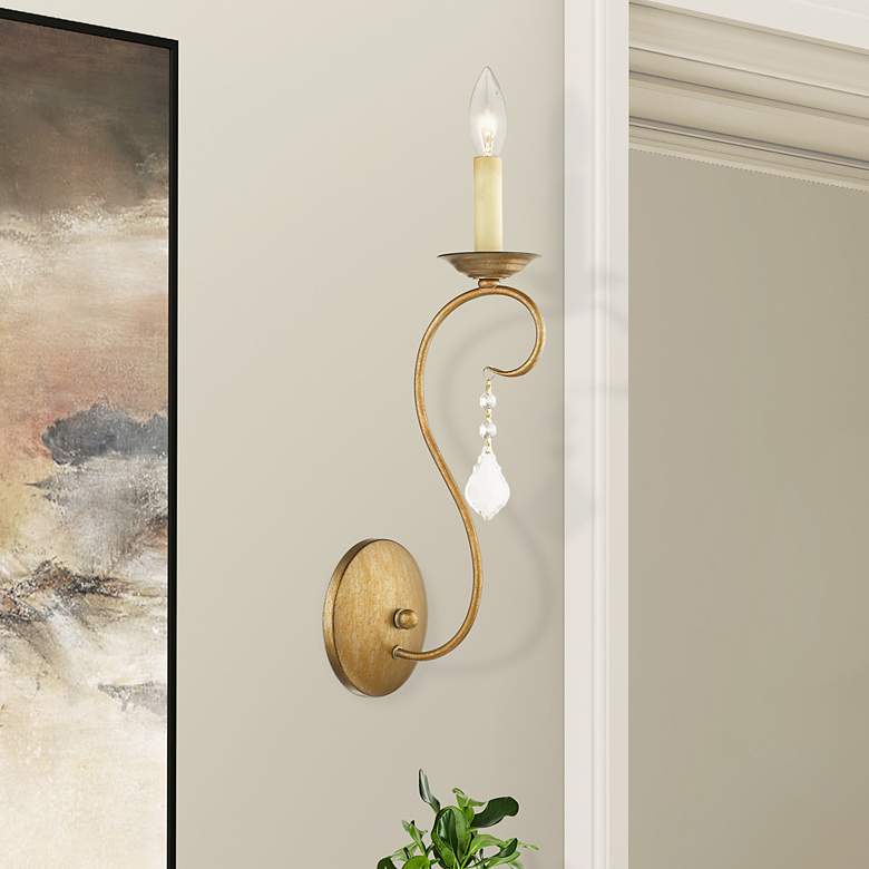 Image 1 Chesterfield 1-Light Antique Gold Leaf Vintage Candle Wall Sconce