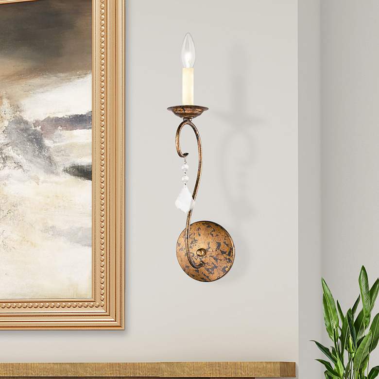 Image 1 Chesterfield 1 Light Hand Applied Venetian Golden Bronze Wall Sconce