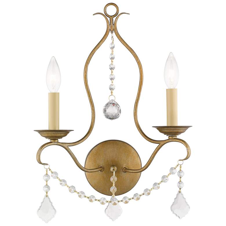 Image 1 Chesterfield 12-in W 2-Light Antique Gold Leaf Candle Wall Sconce