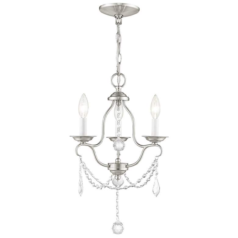 Image 1 Chesterfield 12" Wide Brushed Nickel 3-Light Mini Chandelier