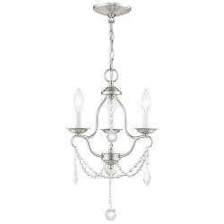 Chesterfield 12" Wide Brushed Nickel 3-Light Mini Chandelier
