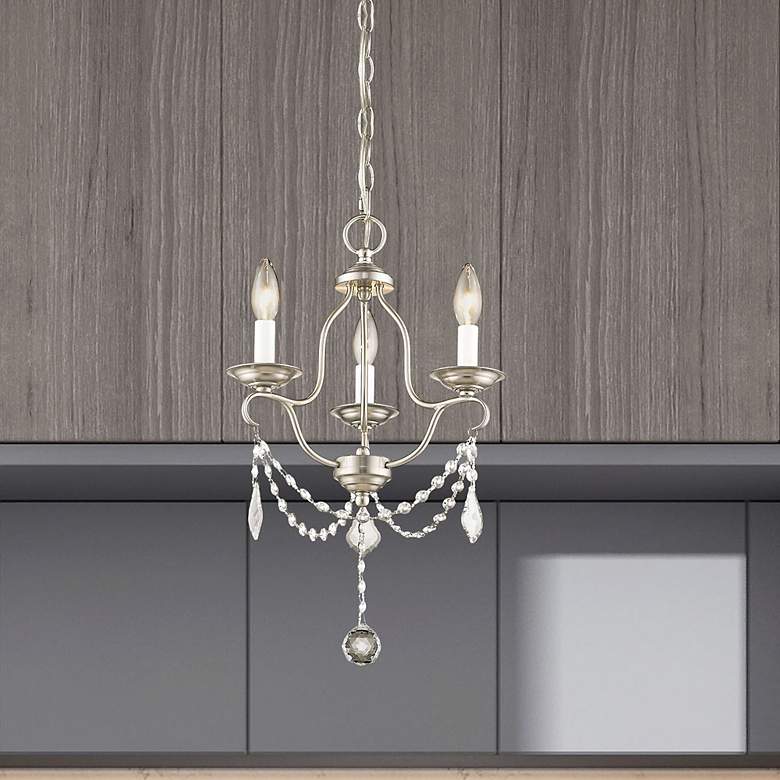 Image 1 Chesterfield 12" Wide Brushed Nickel 3-Light Mini Chandelier