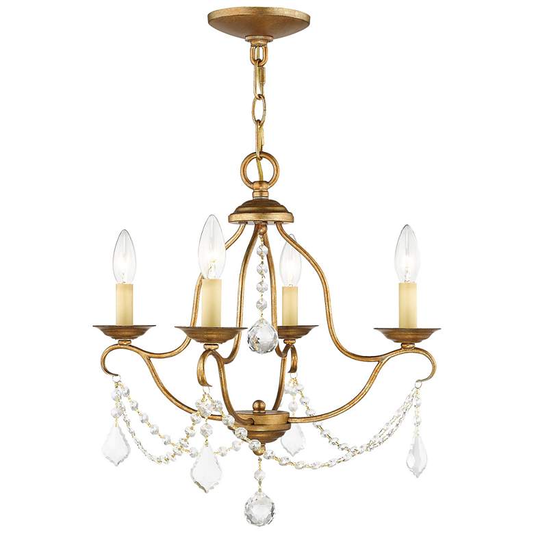 Image 1 Chesterfield 18-in 4-Light Antique Gold Leaf Vintage Candle Chandelier