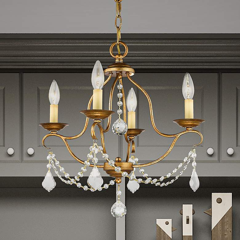 Image 1 Chesterfield 18-in 4-Light Antique Gold Leaf Vintage Candle Chandelier