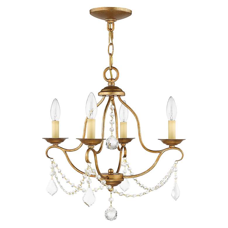 Image 3 Chesterfield 18-in 4-Light Antique Gold Leaf Vintage Candle Chandelier more views