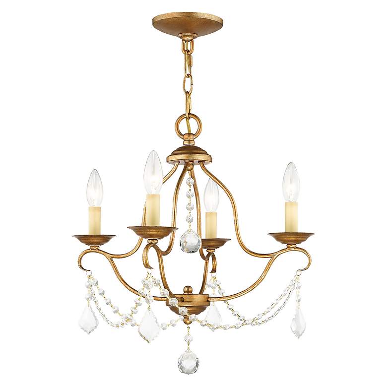 Image 4 Chesterfield 18-in 4-Light Antique Gold Leaf Vintage Candle Chandelier more views