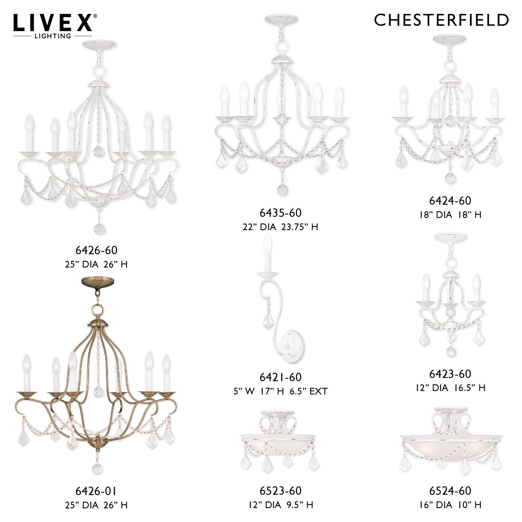 Chesterfield 18-in 4-Light Antique White Vintage Candle Chandelier