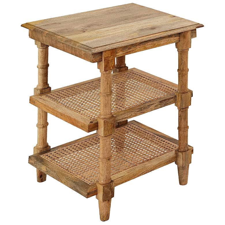 Image 1 Chesterfield 18" Wide Natural Wood and Cane Side Table