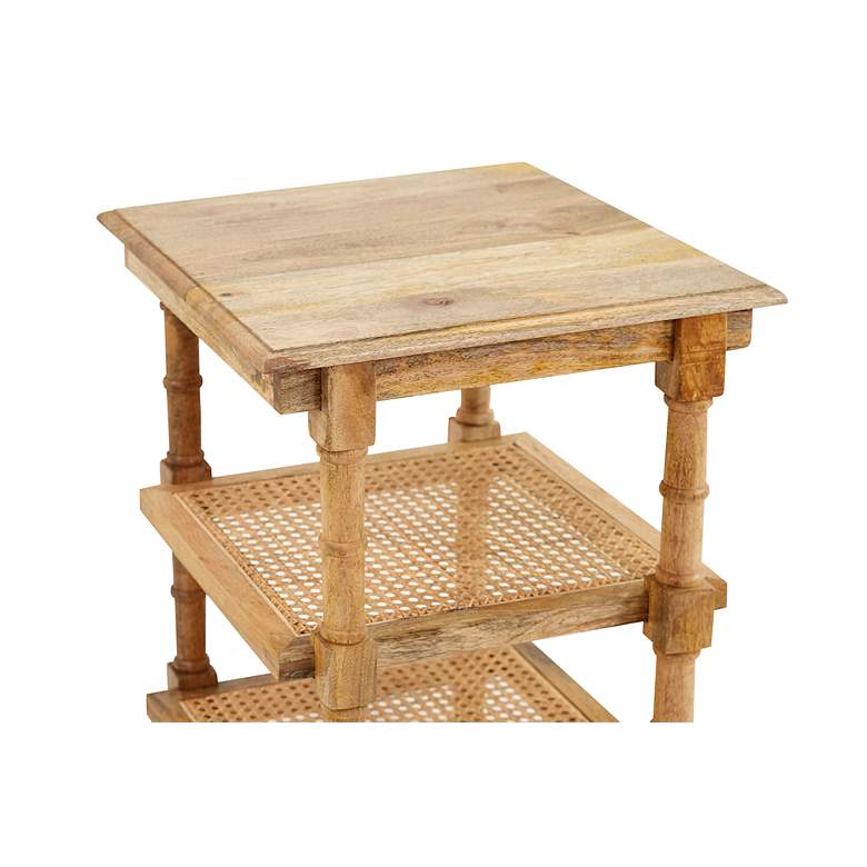 Image 2 Chesterfield 18" Wide Natural Wood and Cane Side Table more views
