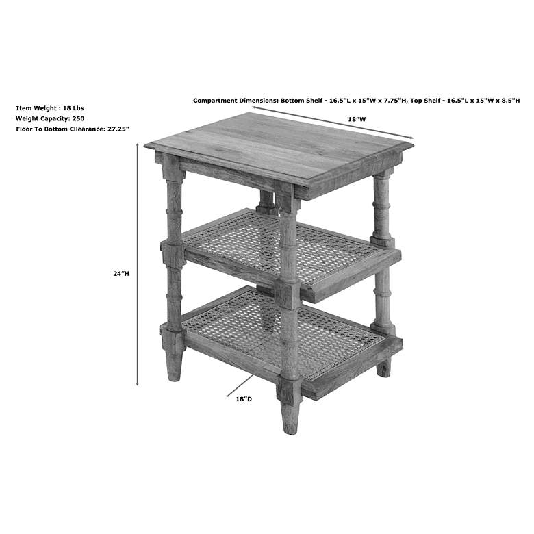 Image 6 Chesterfield 18" Wide Natural Wood and Cane Side Table more views