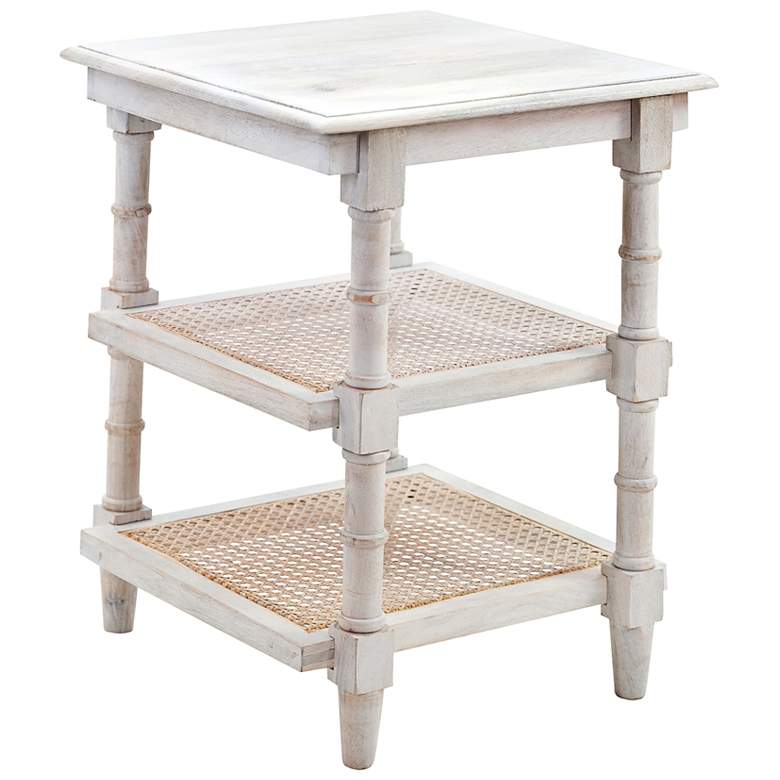 Image 1 Chesterfield 18" Wide White-washed 2-Shelf Square Side Table