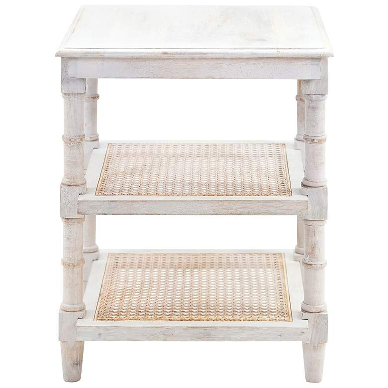 Image 2 Chesterfield 18" Wide White-washed 2-Shelf Square Side Table more views