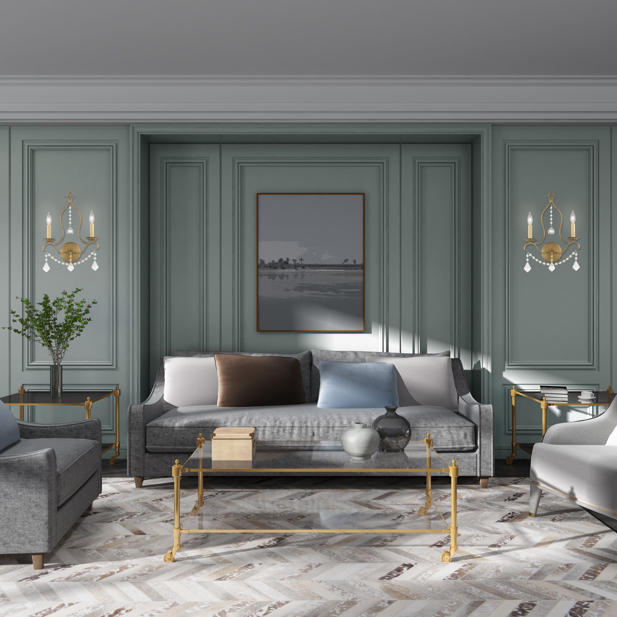 Chesterfield 19 1/2"H Antique Gold Leaf 2-Light Wall Sconce