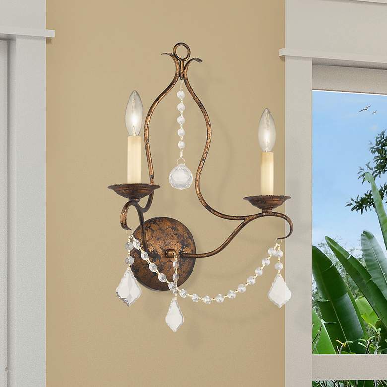 Image 1 Chesterfield 2 Light Hand Applied Venetian Golden Bronze Wall Sconce