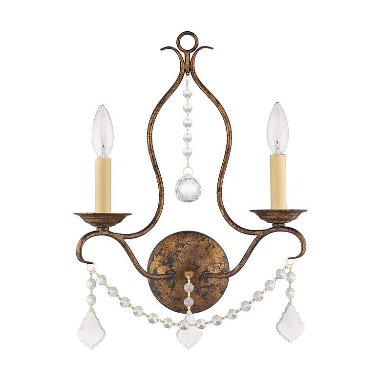 Image 3 Chesterfield 2 Light Hand Applied Venetian Golden Bronze Wall Sconce more views