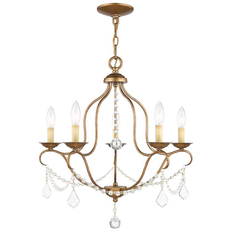 Image 1 Chesterfield 22-in 5-Light Antique Gold Leaf Vintage Candle Chandelier