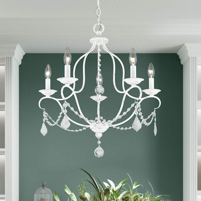 Image 1 Chesterfield 22-in 5-Light Antique White Vintage Candle Chandelier