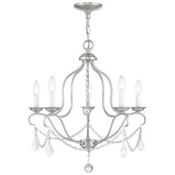 Chesterfield 22-in 5-Light Brushed Nickel Vintage Candle Chandelier
