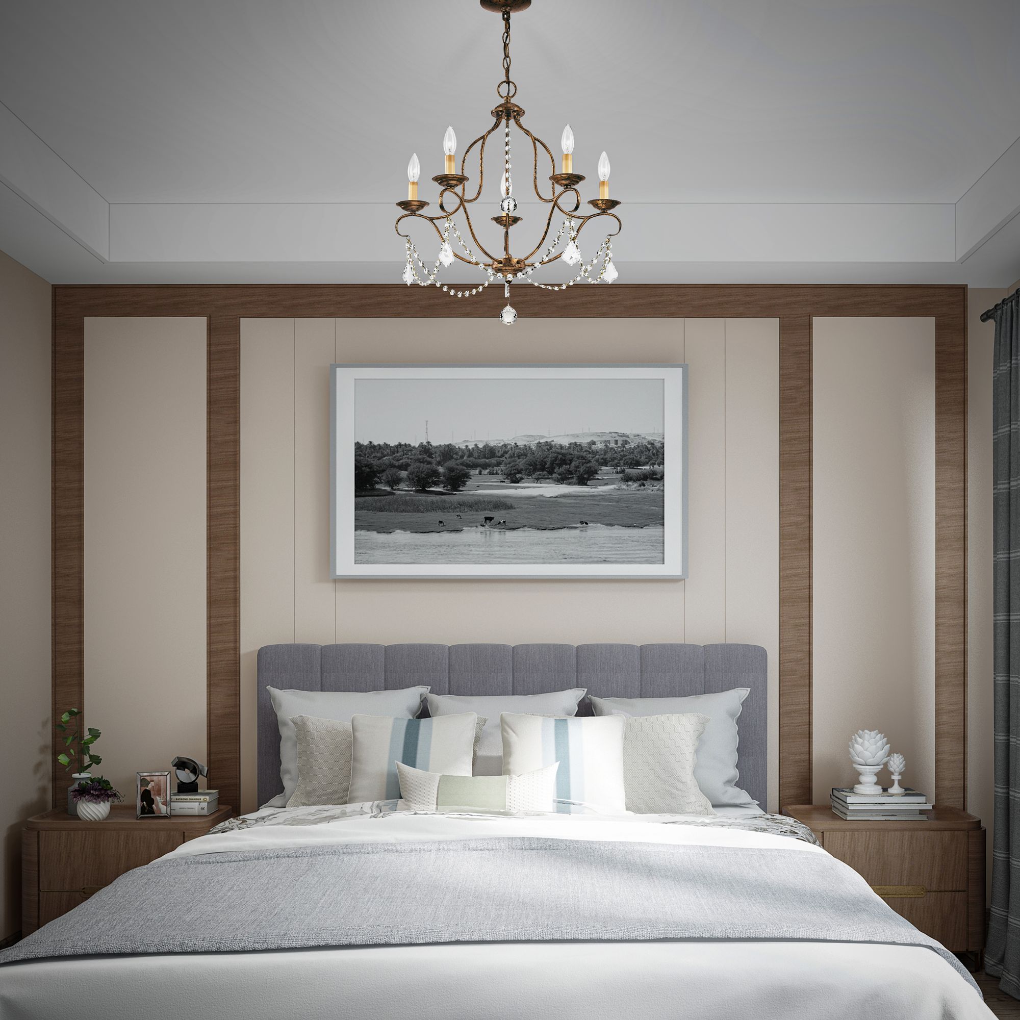 Chesterfield 22" Wide Golden Bronze 5-Light Chandelier