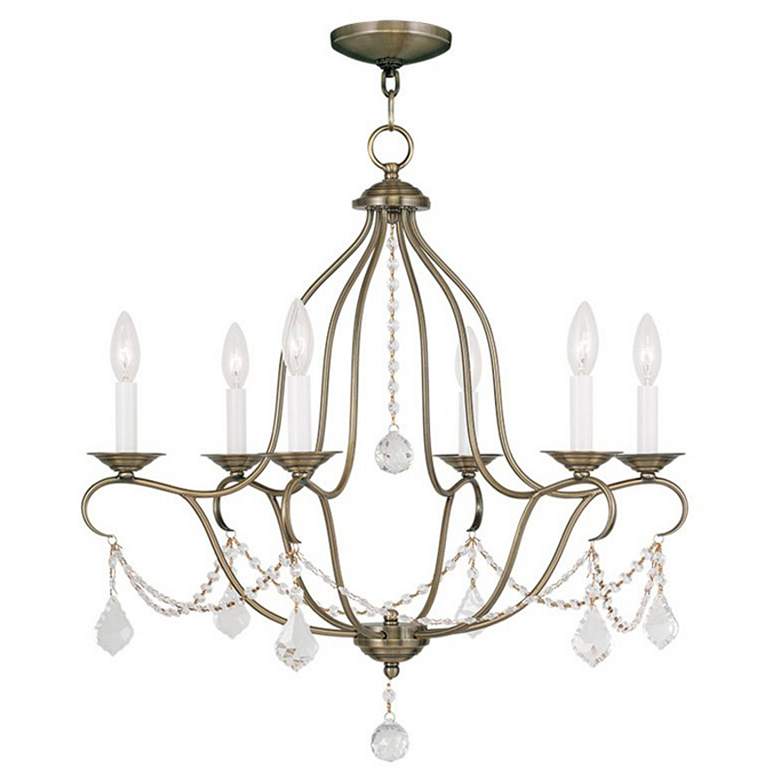 Image 1 Chesterfield 25-in 6-Light Antique Brass Vintage Candle Chandelier