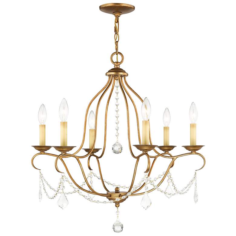 Image 1 Chesterfield 25-in 6-Light Antique Gold Leaf Vintage Candle Chandelier