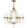 Chesterfield 25-in 6-Light Antique Gold Leaf Vintage Candle Chandelier