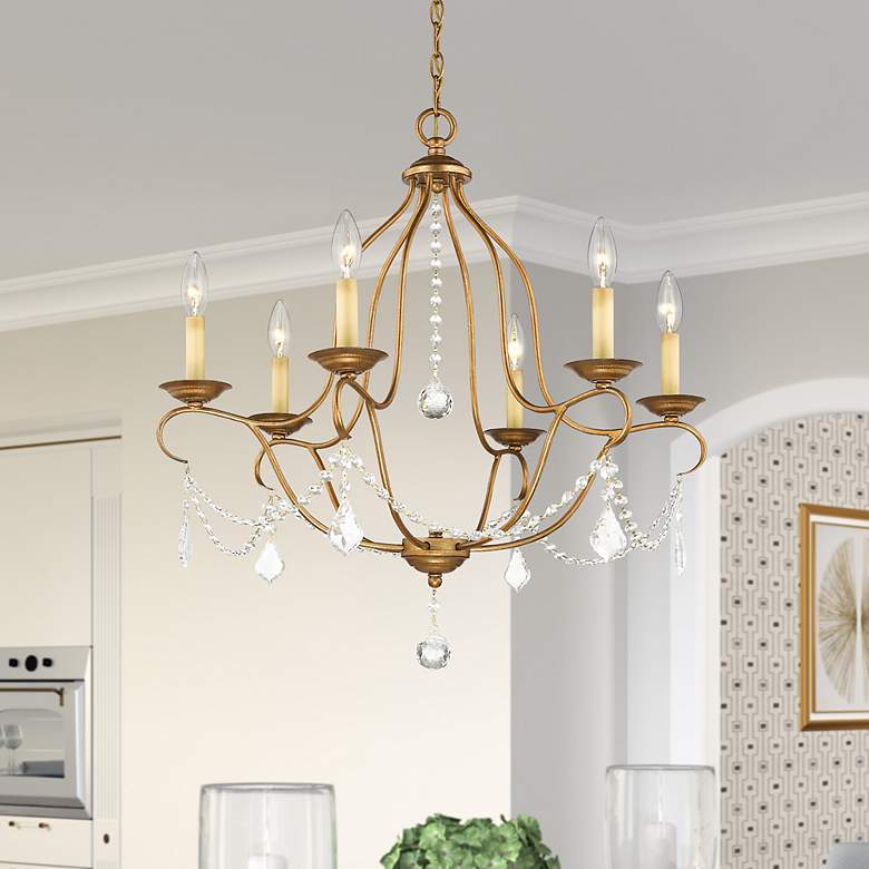 Image 1 Chesterfield 25-in 6-Light Antique Gold Leaf Vintage Candle Chandelier