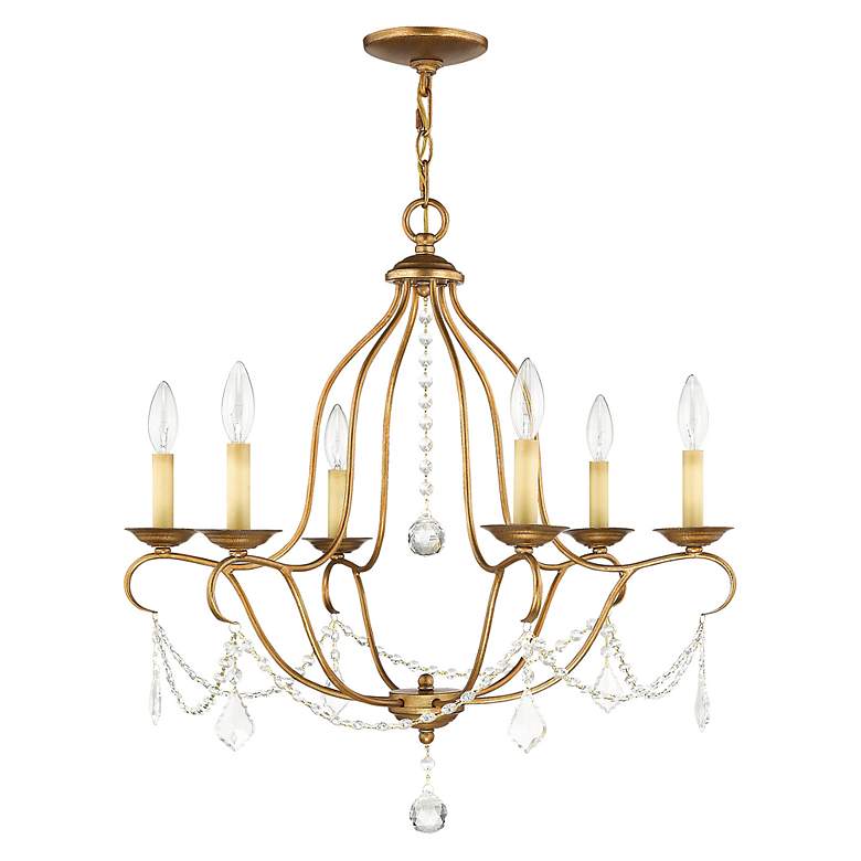 Image 3 Chesterfield 25-in 6-Light Antique Gold Leaf Vintage Candle Chandelier more views