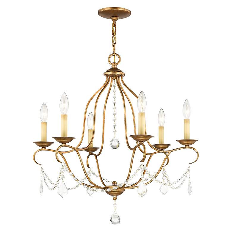 Image 4 Chesterfield 25-in 6-Light Antique Gold Leaf Vintage Candle Chandelier more views