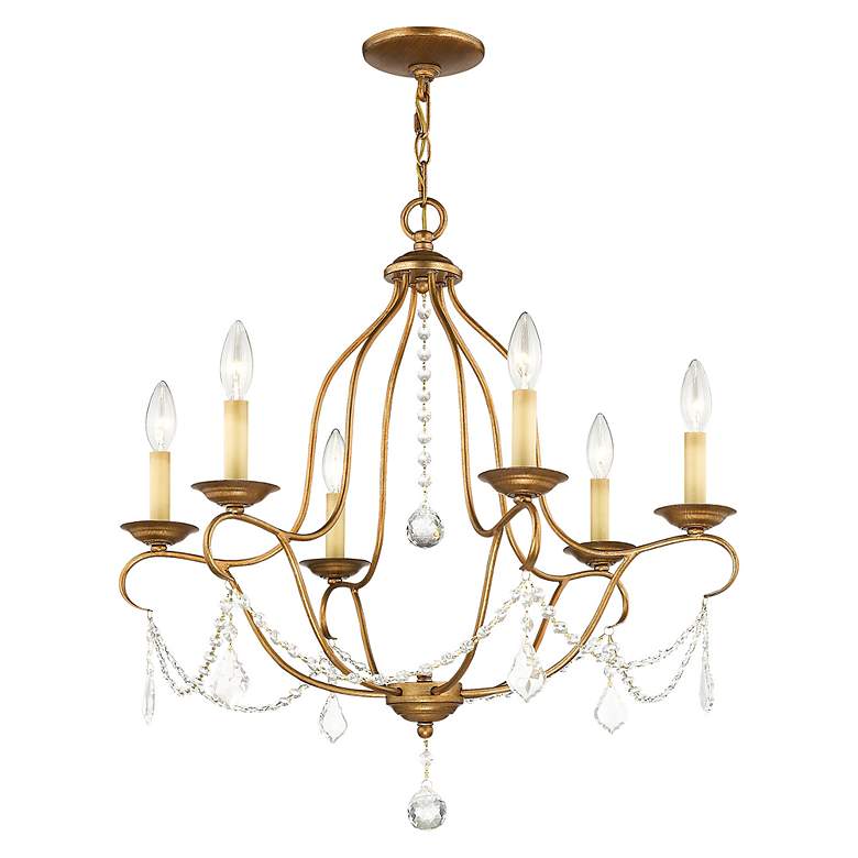 Image 5 Chesterfield 25-in 6-Light Antique Gold Leaf Vintage Candle Chandelier more views