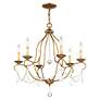 5_Chesterfield 25-in 6-Light Antique Gold Leaf Vintage Candle Chandelier more views