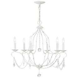 Chesterfield 25-in 6-Light Antique White Vintage Candle Chandelier
