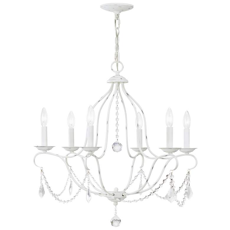 Image 1 Chesterfield 25-in 6-Light Antique White Vintage Candle Chandelier