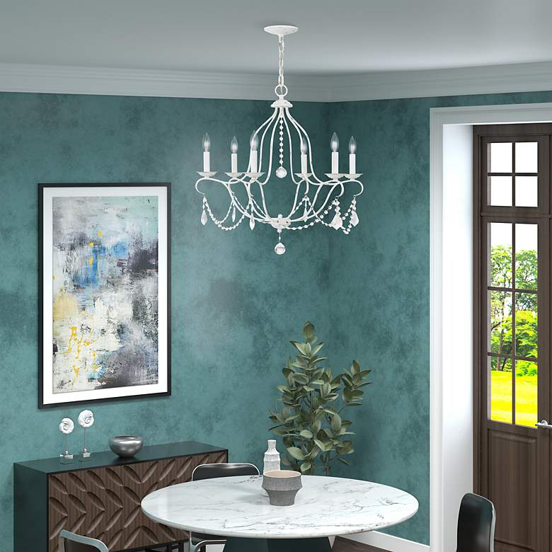 Image 6 Chesterfield 25-in 6-Light Antique White Vintage Candle Chandelier more views