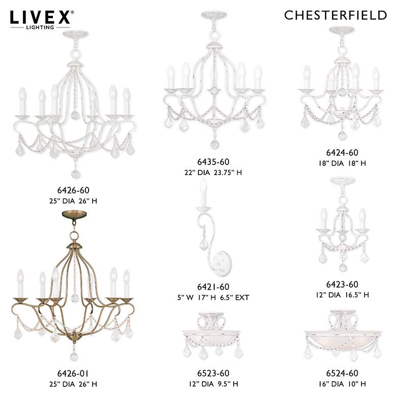 Image 7 Chesterfield 25-in 6-Light Antique White Vintage Candle Chandelier more views