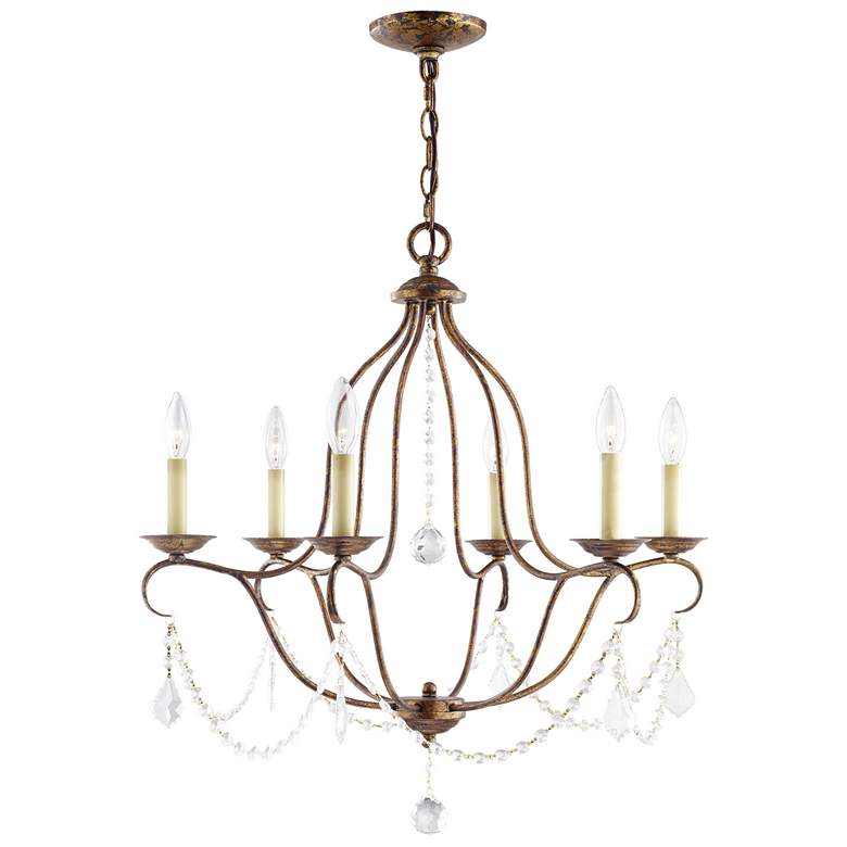 Image 1 Chesterfield 25-in 6-Light Venetian Golden Bronze Vintage Candle Chandelier