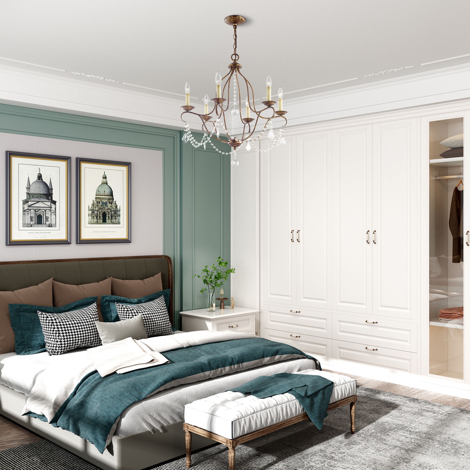 Chesterfield 25-in 6-Light Venetian Golden Bronze Vintage Candle Chandelier