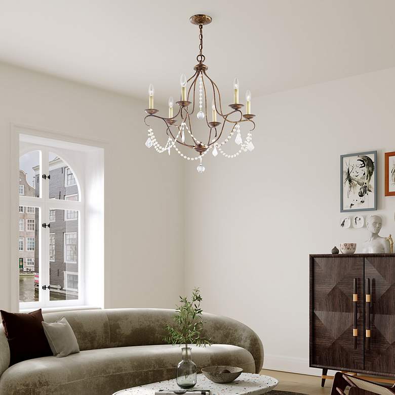 Image 7 Chesterfield 25-in 6-Light Venetian Golden Bronze Vintage Candle Chandelier more views