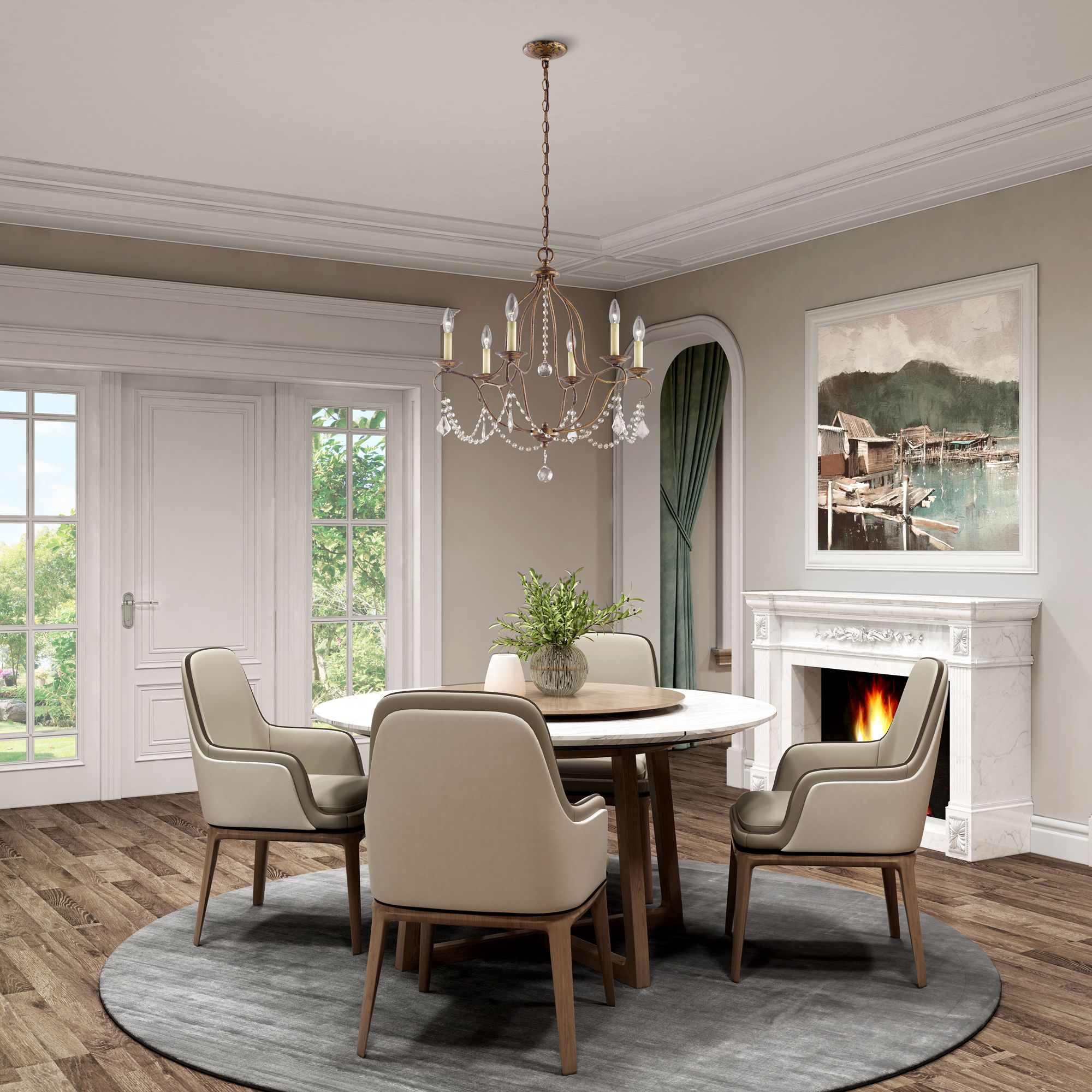 Chesterfield 25-in 6-Light Venetian Golden Bronze Vintage Candle Chandelier