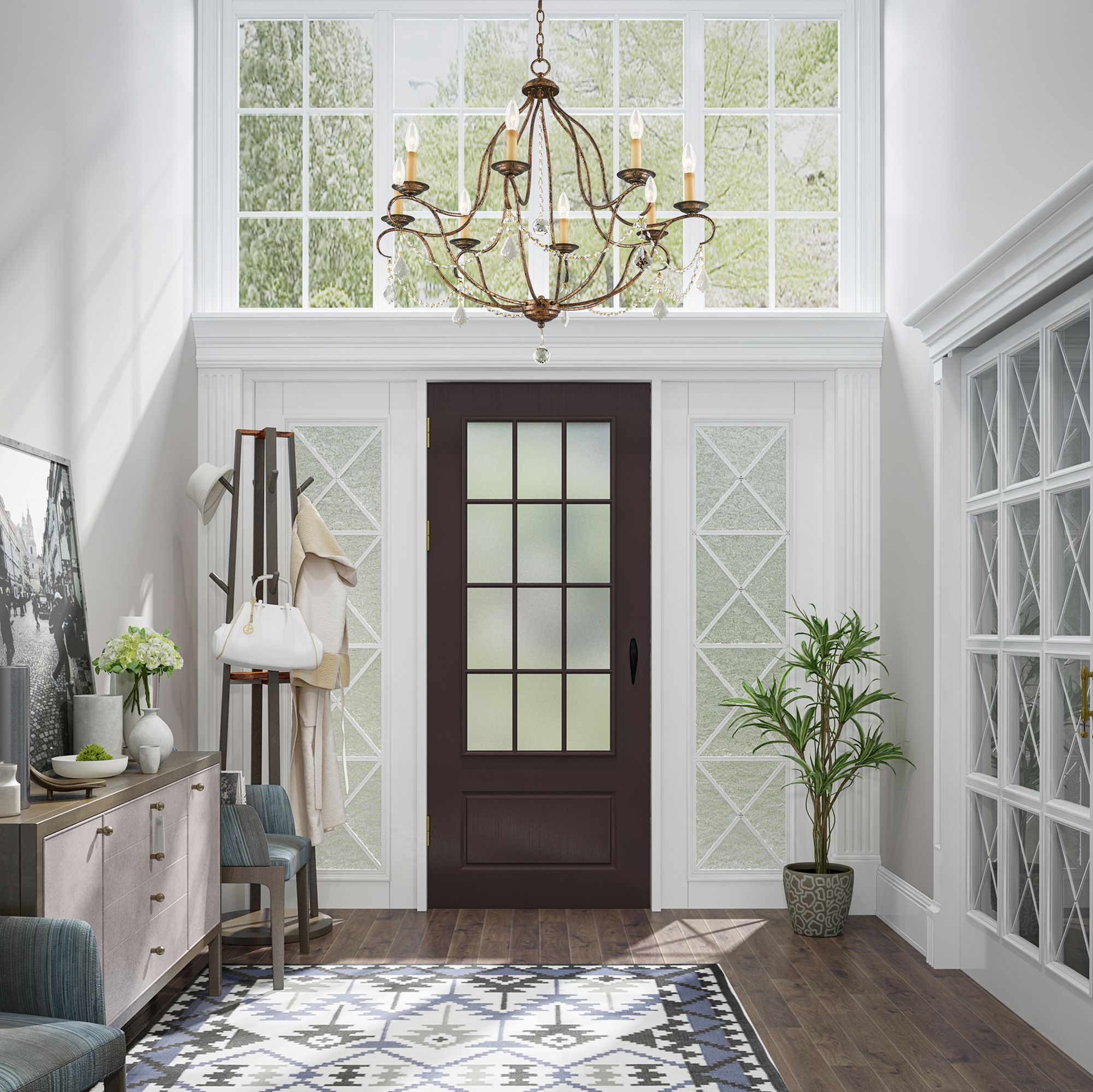 Chesterfield 32"W Venetian Golden Bronze 8-Light Chandelier