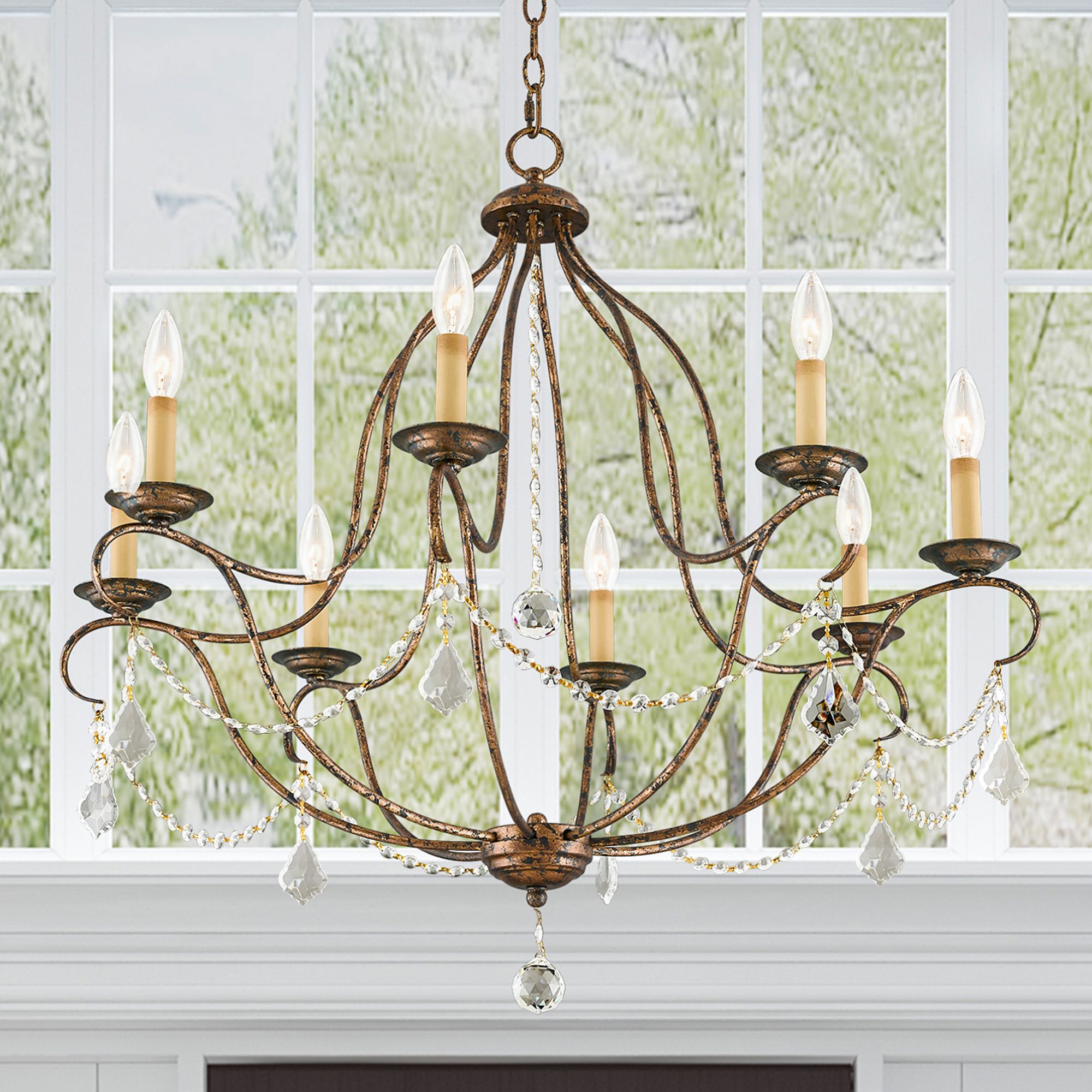 Chesterfield 32"W Venetian Golden Bronze 8-Light Chandelier