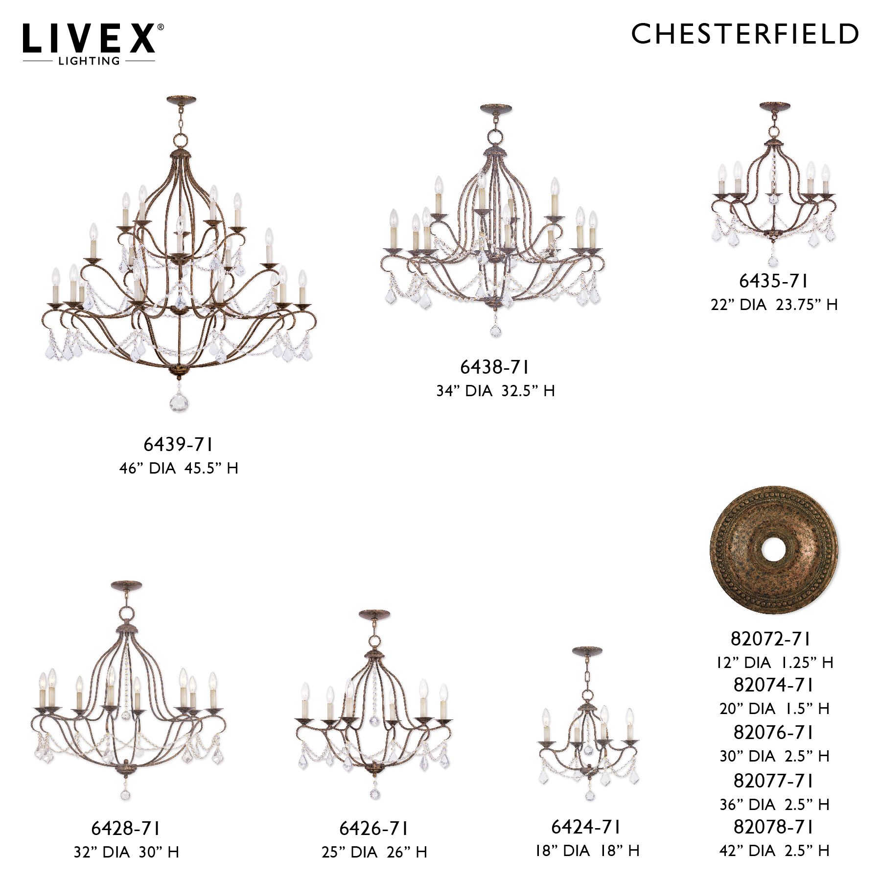 Chesterfield 32"W Venetian Golden Bronze 8-Light Chandelier