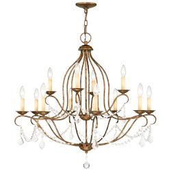 Chesterfield 34-in 12-Light Venetian Golden Bronze Chandelier