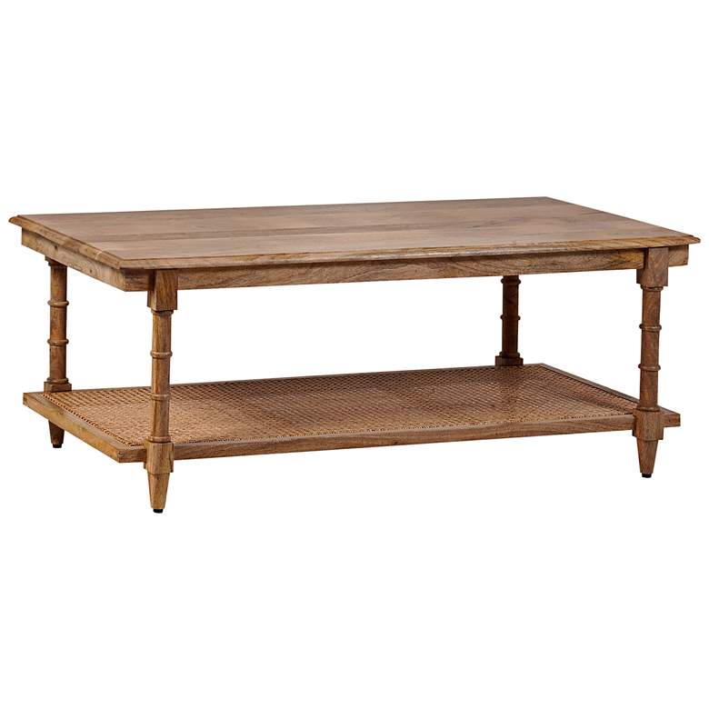 Image 2 Chesterfield 42" Wide Natural Wood and Cane Coffee Table