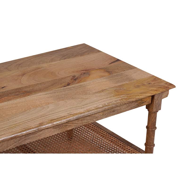 Image 3 Chesterfield 42" Wide Natural Wood and Cane Coffee Table more views