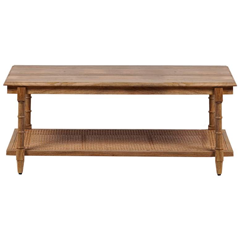 Image 4 Chesterfield 42" Wide Natural Wood and Cane Coffee Table more views